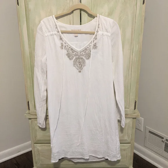 Michael Kors White Cotton Swim coverup & fully lined Dress - Picture 1 of 9